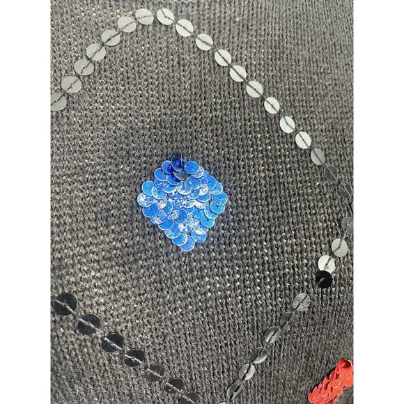 Vintage Leslie Fay Knit Sequins Sweater Holiday Sz M Tunic Christmas Sweater - Picture 10 of 10